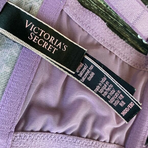 Victoria’s Secret Lavender Sheer Unlined Underwire Lace Balconette Bra 36DD - Picture 5 of 5